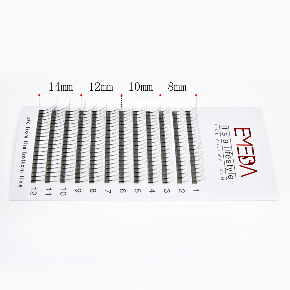 Wholesale  premade fan volume lash extensions with private label 3D 4D 5D 6D 8D 10D long stem or short stem diameter 0.07 0.10  C curl and D curl  Mixed lengths or single tray in Canada XJ64